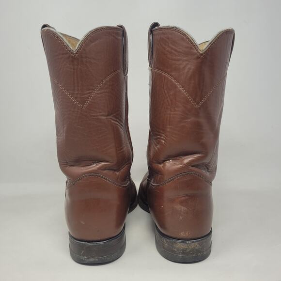 Vintage Justin Boots 9EE Brown Leather Western Cowboy Rodeo Ranch USA 3404 Roper - Picture 3 of 13
